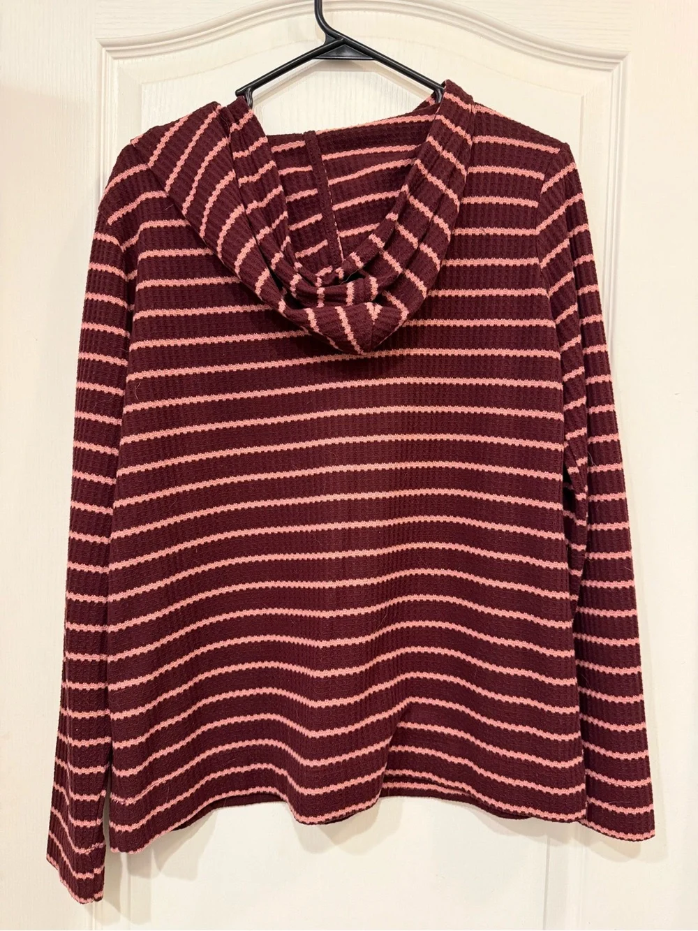 LOFT Striped Waffle-Knit Hooded Top – Women’s Medium
